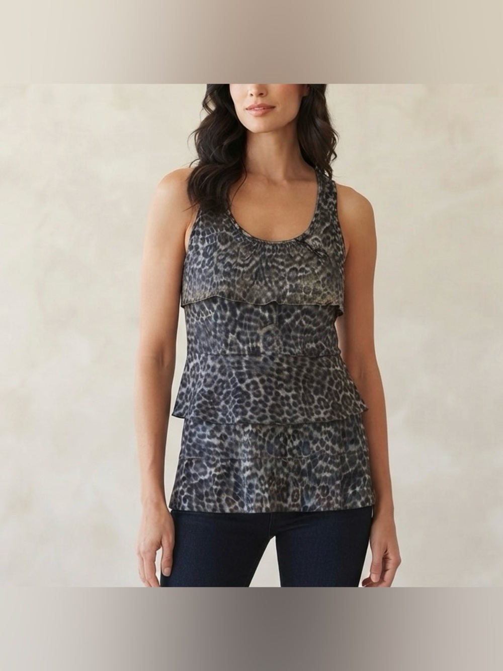 Candy Couture Y2K Animal Print Layered Tunic Tank Top Size Medium